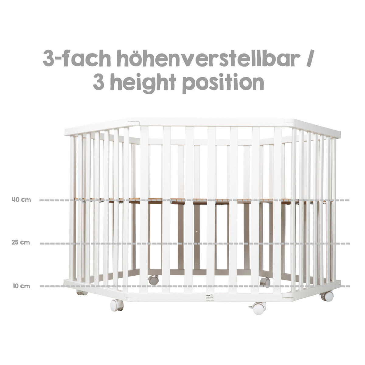LAUFGITTER inkl. Matratze, roba Style grau - Weiß, Holzwerkstoff (118.5/72.5/103.5cm) - Roba