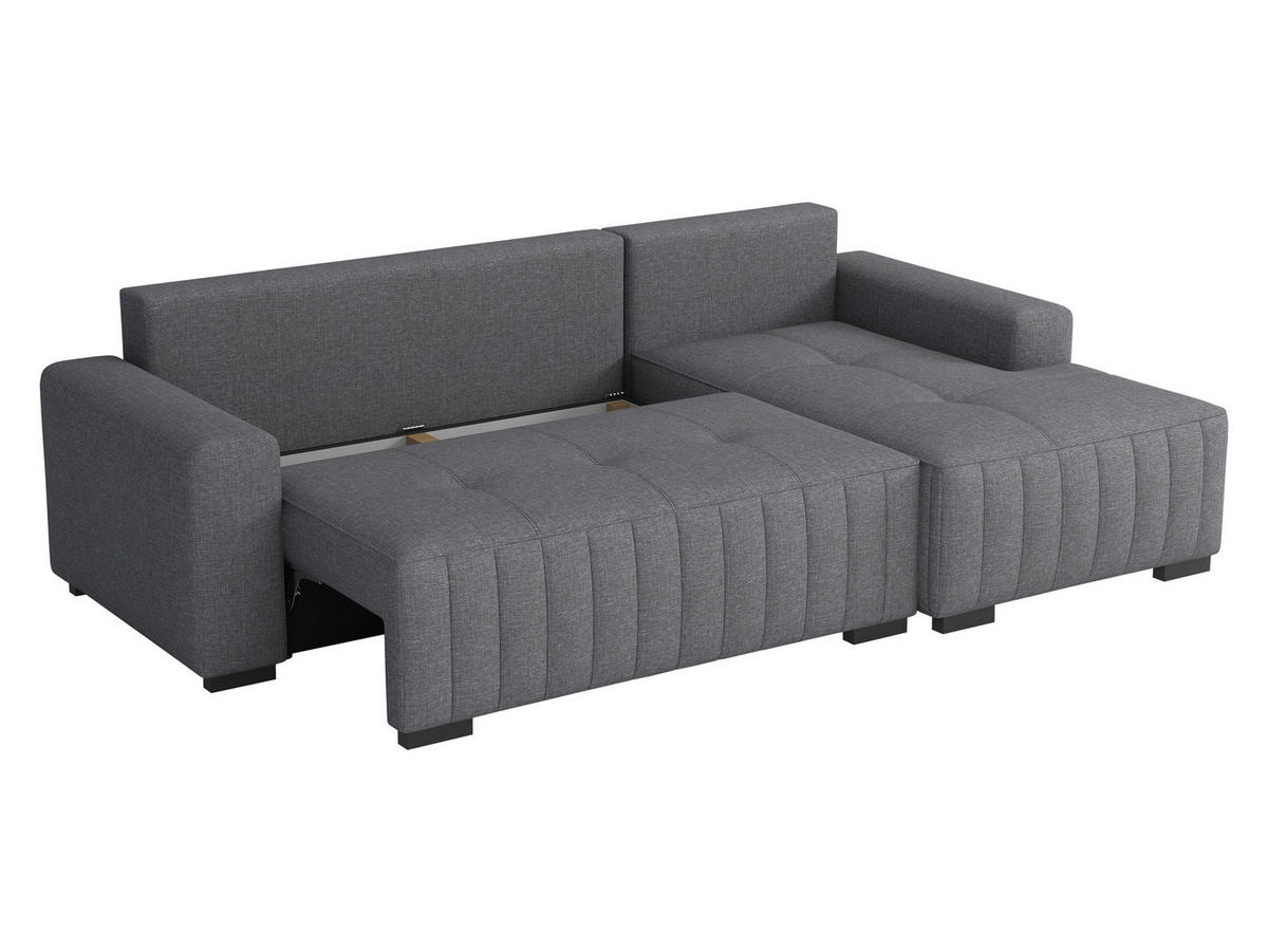 ECKSOFA Hugo, Seite: Links - Dunkelbraun/Grau, Holz/Textil (240/140cm)