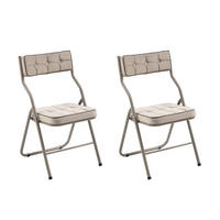 KLAPPSTUHL DE-36266 2er-Set mit gepolstertem Sitz Khaki - Sandfarben, Metall (47/80/46cm) - ComfortXL