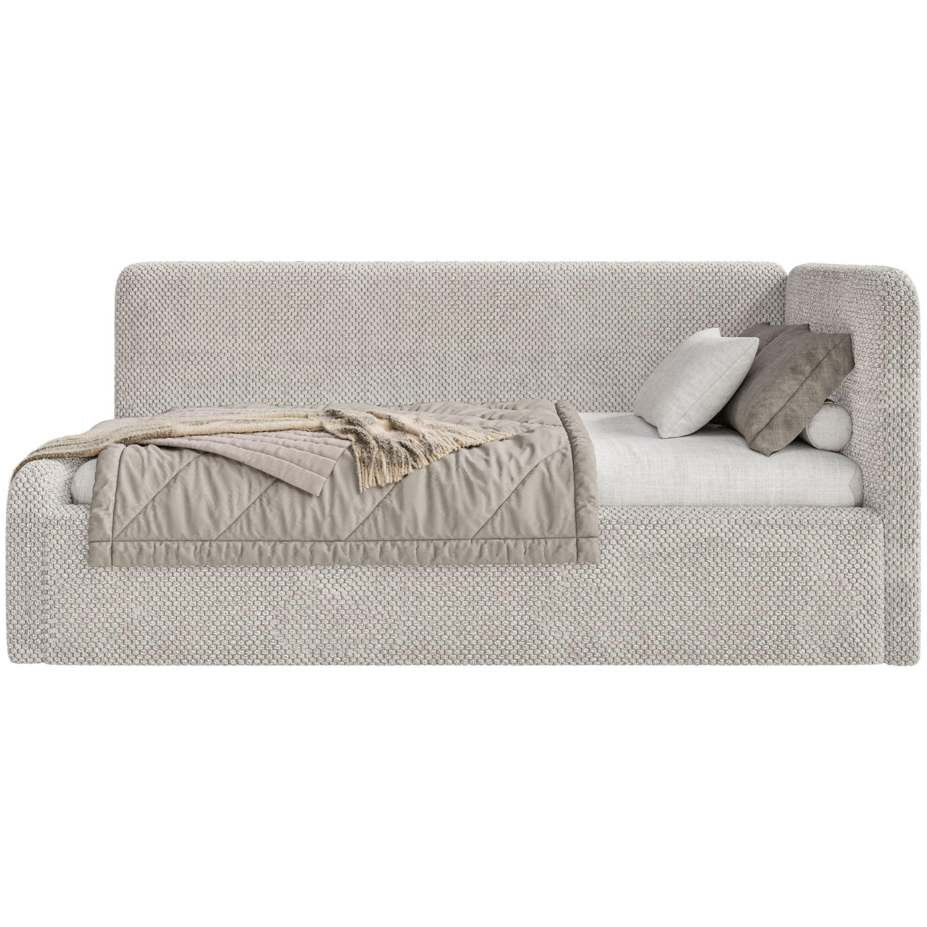 KINDERBETT Fanko Samt Greige 90x200 cm - Taupe/Schwarz, Kunststoff/Textil (90/200cm) - Selsey