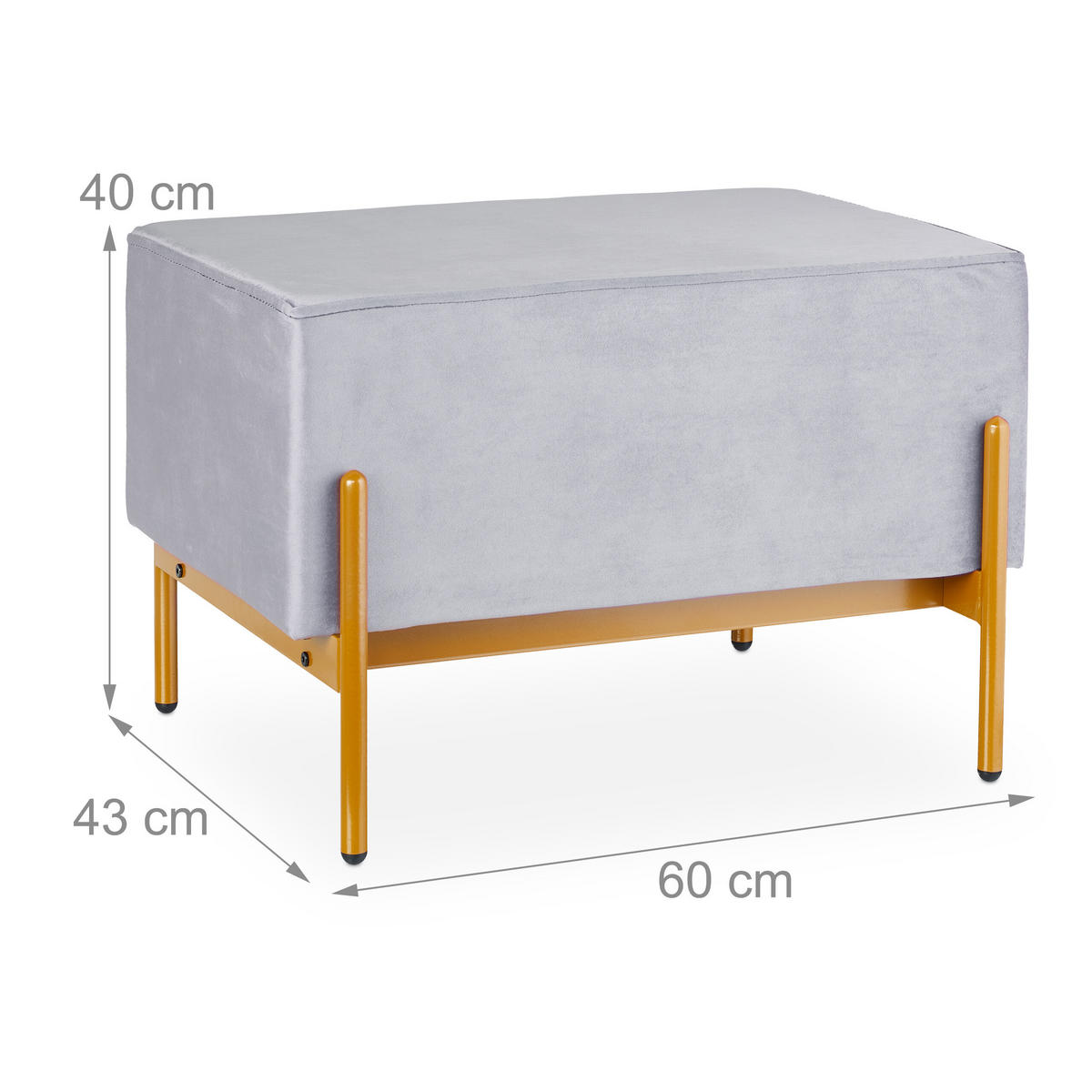 SITZBANK - Grau, Holzwerkstoff/Textil (60/40/43cm) - Relaxdays