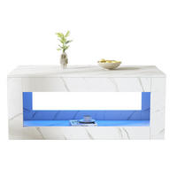 COUCHTISCH 100/50/50 cm mit USB-LED-Beleuchtung, Hochglanz und Marmordekor, Weiß - Weiß, Holzwerkstoff (100/50/50cm) - Redom