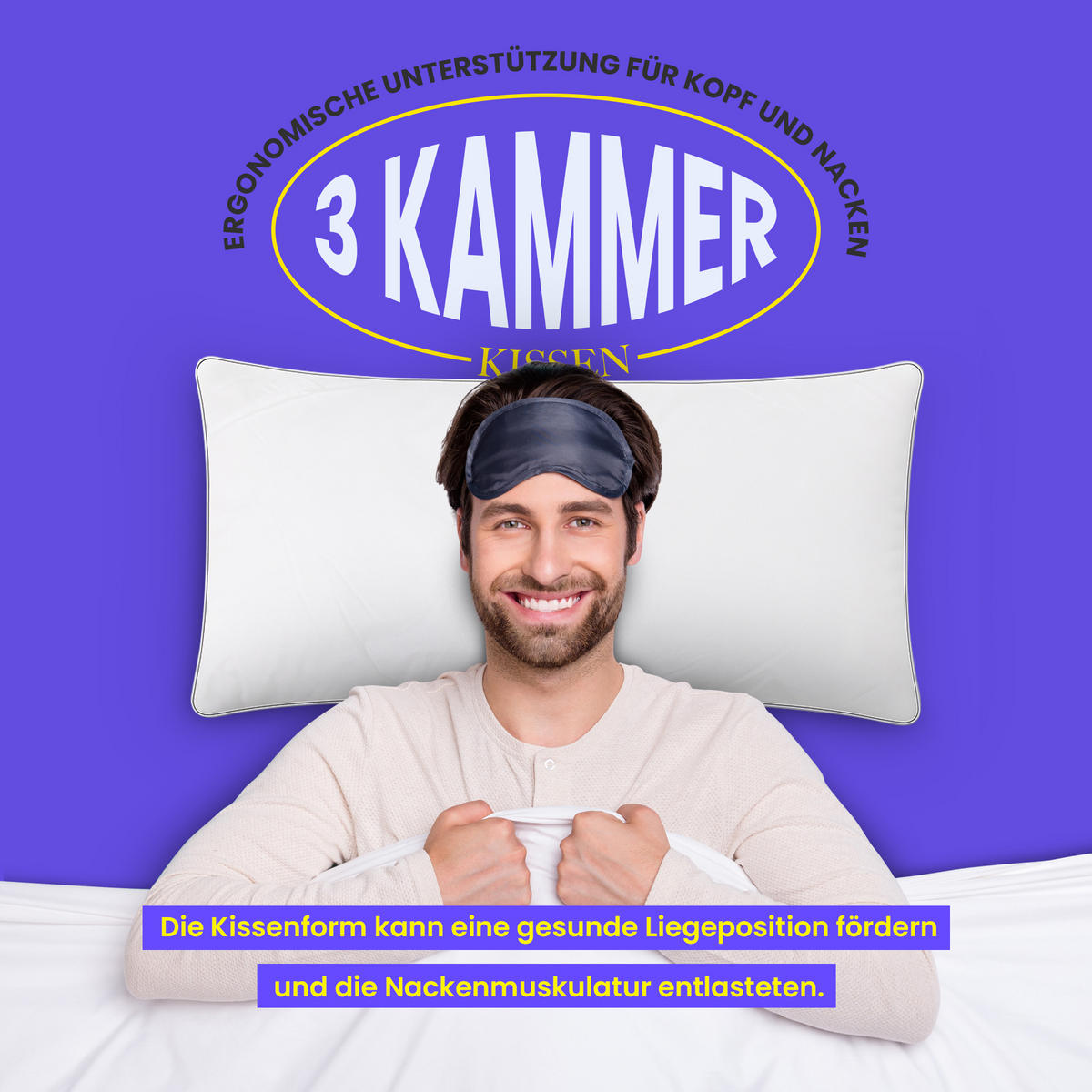 KOPFKISSEN 3-Kammer mit Federfüllung 40 x 80 cm - Weiß, Textil (80/40cm) - Bestlivings