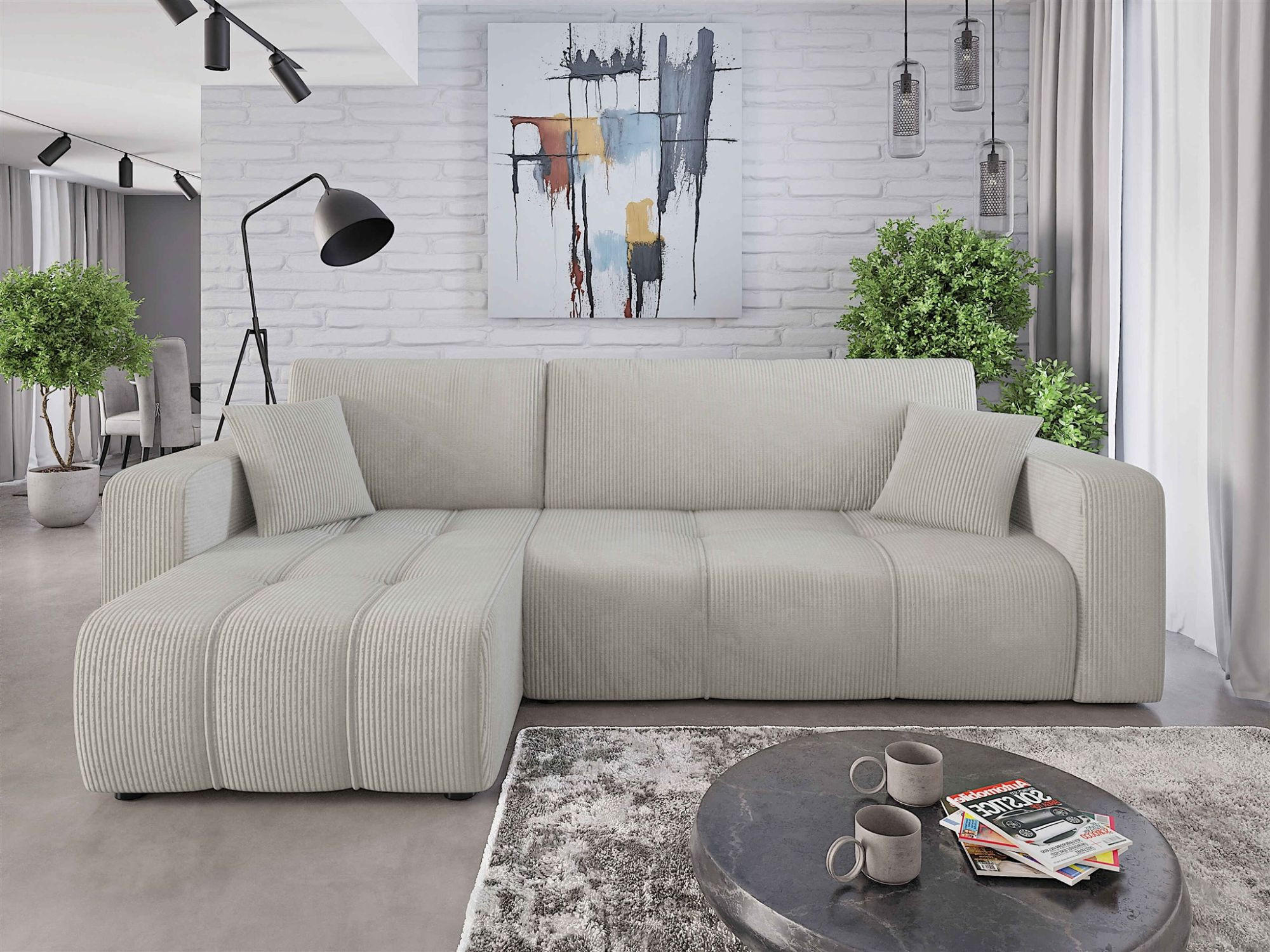 ECKSOFA Dagny Mit Schlaffunktion - Hellgrau, Holzwerkstoff/Textil (248/146cm) - Fun Möbel
