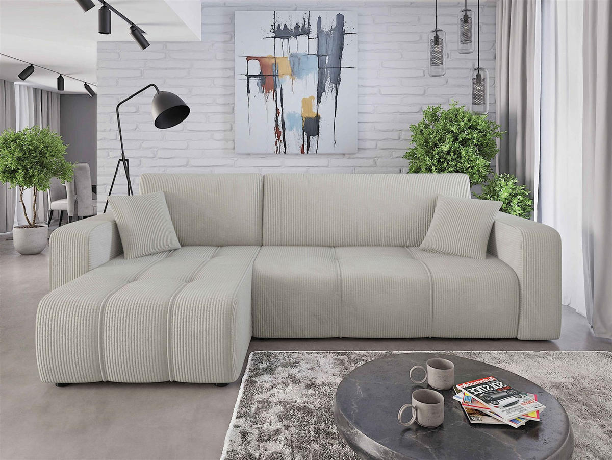 ECKSOFA Dagny Mit Schlaffunktion - Hellgrau, Holzwerkstoff/Textil (248/146cm) - Fun Möbel