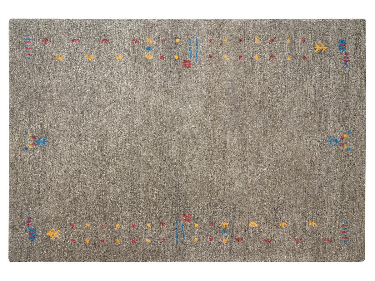 KURZFLOR-GABBEH Seymen 200/140 cm - Grau, Textil (140/200cm) - Beliani
