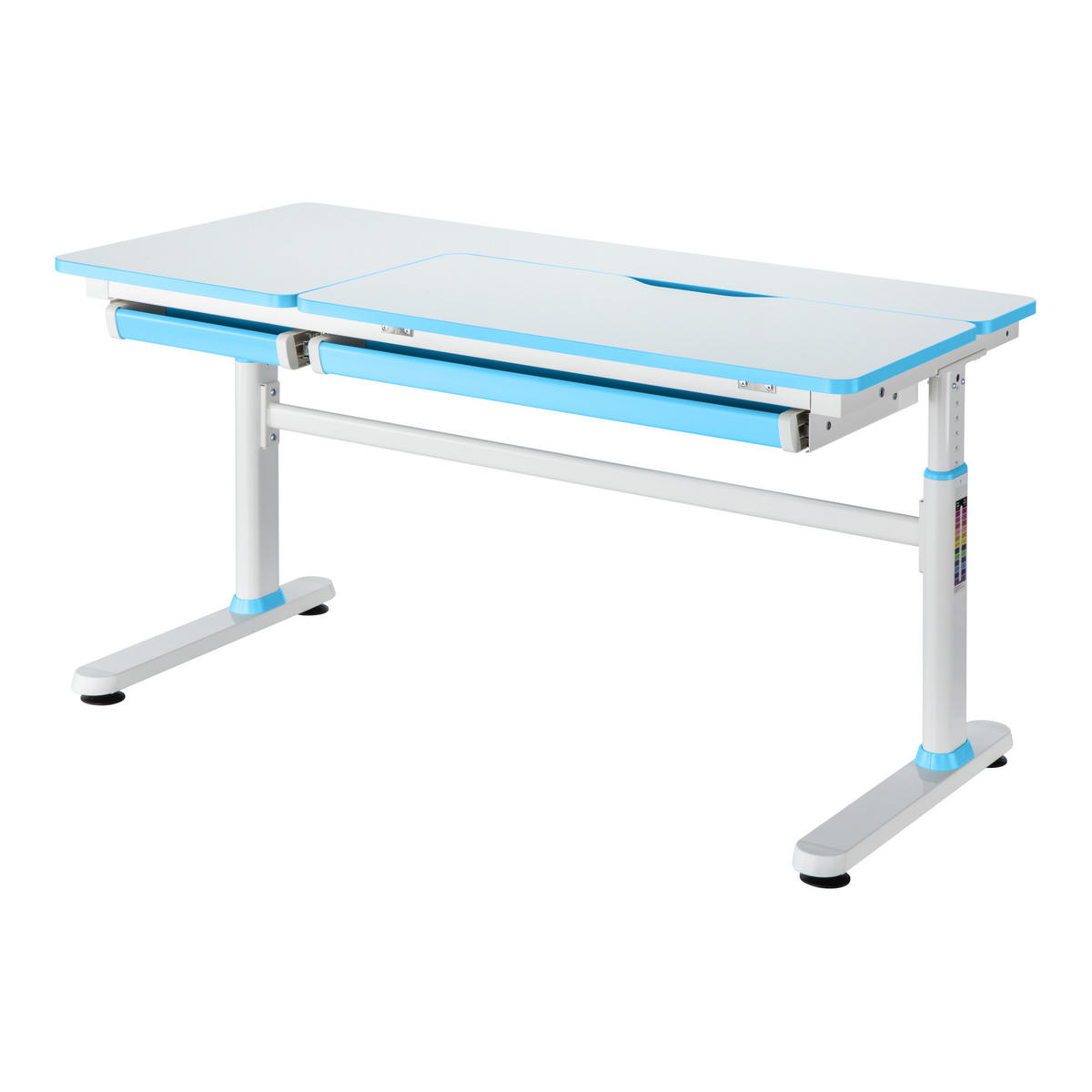SCHÜLERSCHREIBTISCH Sauda - Blau/Weiß, Holzwerkstoff/Kunststoff (120/76/60cm) - [en.casa]