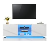 TV-LOWBOARD 160/38,5/60 cm in Weiß mit Glasablage und Kabelmanagement - Weiß, Holzwerkstoff (160/60/38.5cm) - Flora Grace