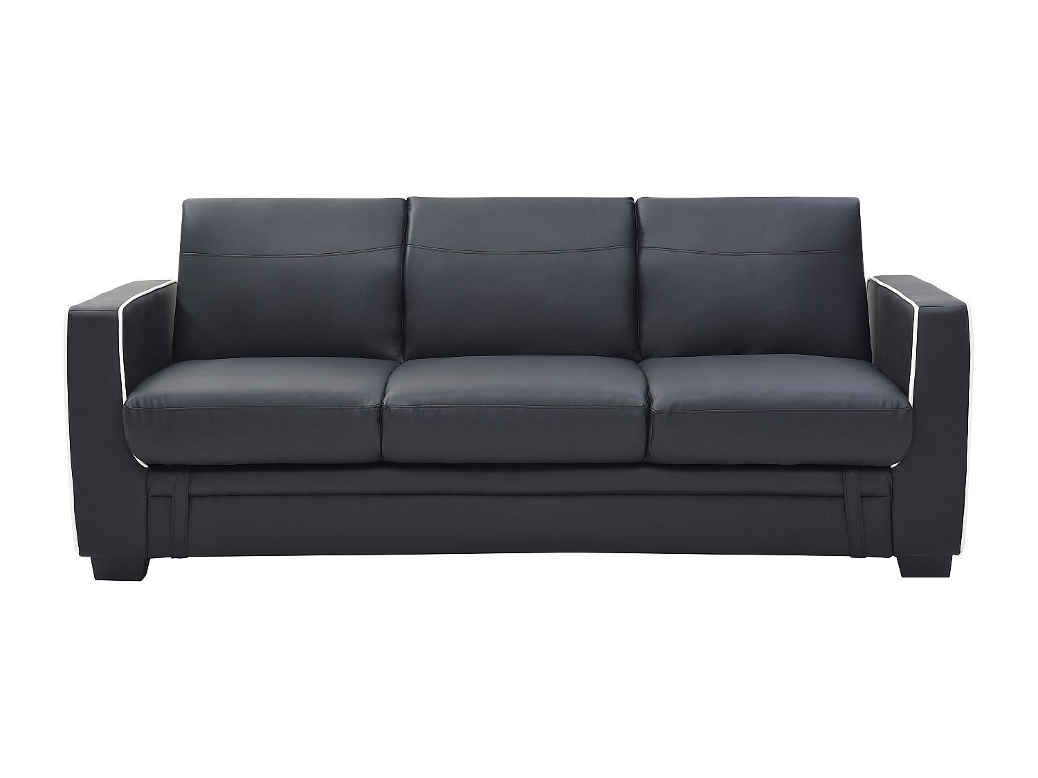 SCHLAFSOFA - 3 Personen - Kunstleder - Schwarz - - Schwarz, Leder (214/87/87cm) - Vente-Unique