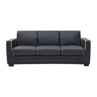 SCHLAFSOFA - 3 Personen - Kunstleder - Schwarz - - Schwarz, Leder (214/87/87cm) - Vente-Unique