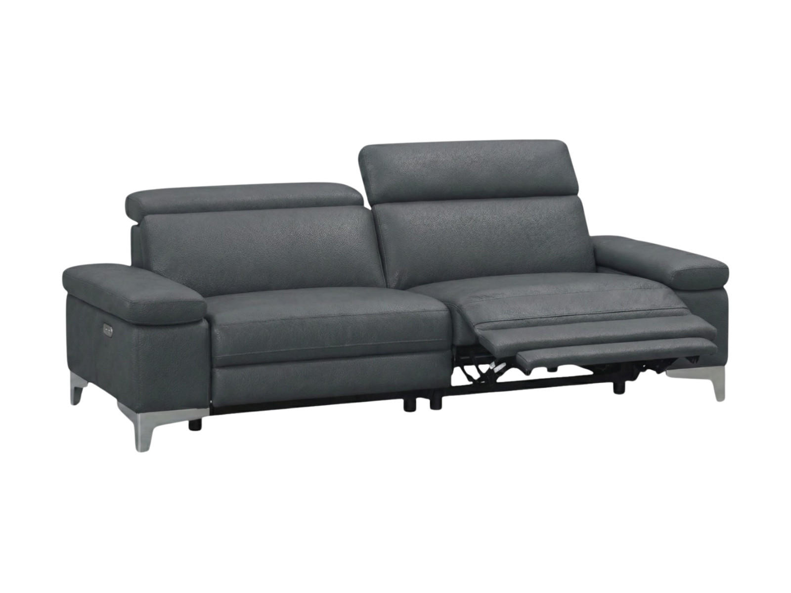 3-SITZER Sofa Talisman Echtleder mit 1 x Relaxfunktion Anthrazit - Anthrazit, Leder/Metall (216/80/100cm)