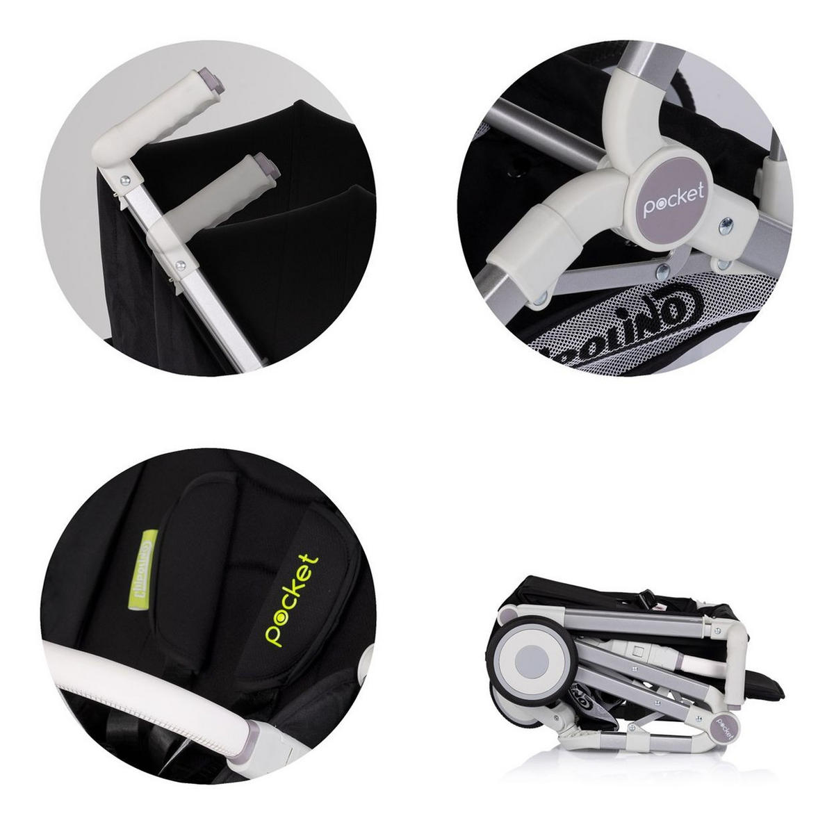 KINDERWAGEN Buggy Pocket schwarz klappbar Korb Frontbügel Sonnendach bis 22 kg - Schwarz, Metall (49/47/103cm) - Chipolino