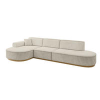 ECKSOFA Ottomane Links MARI-L2-v2 - 328x171x83 cm Ecru Velours - Ecru, Holzwerkstoff/Textil (328/171cm) - ALTDECOR