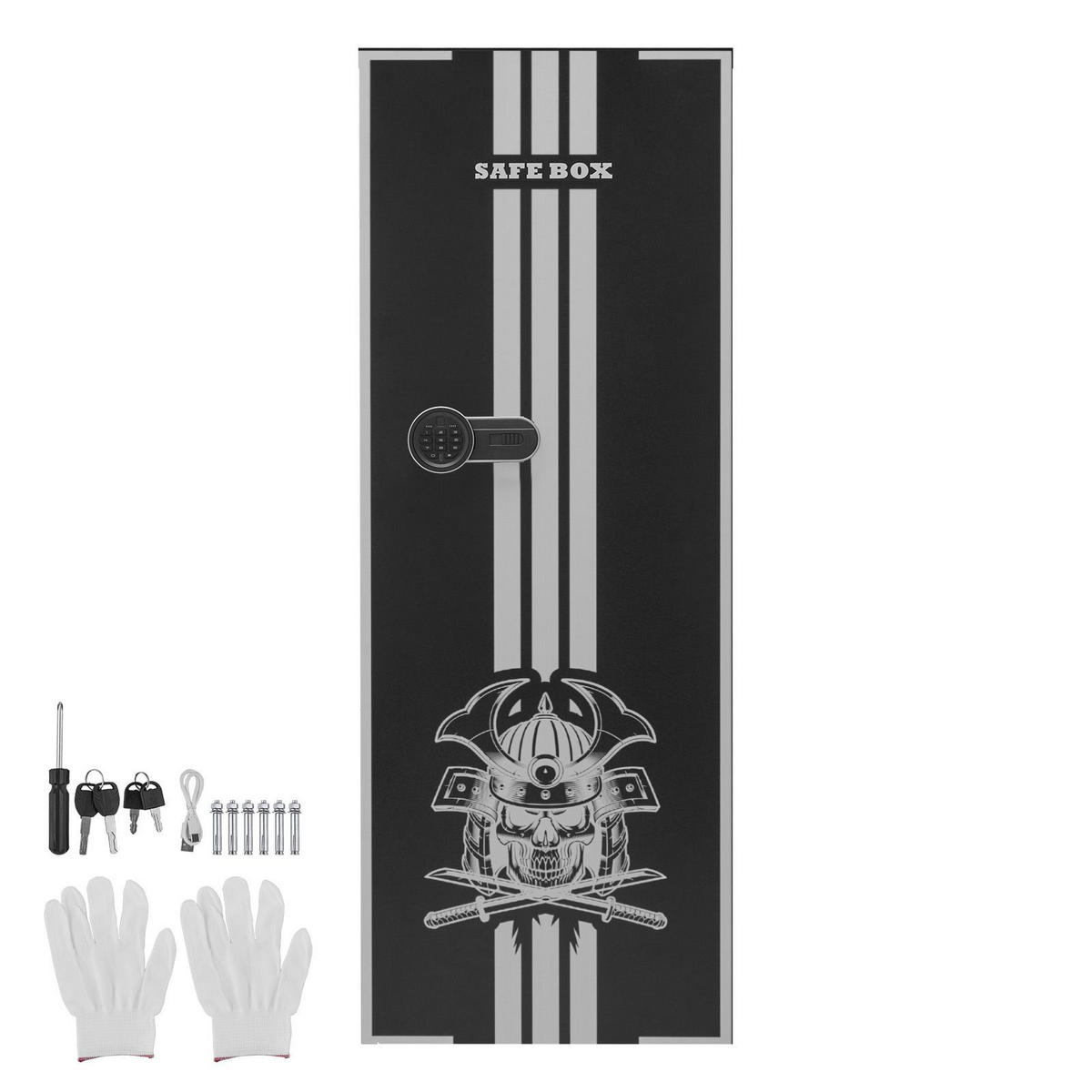 WERKZEUGKOFFER Waffenschrank für 4 Langwaffen mit Zahlenschloss und 3 Munitionsfächern - Schwarz, Metall (10/10/10cm) - Raelunyi