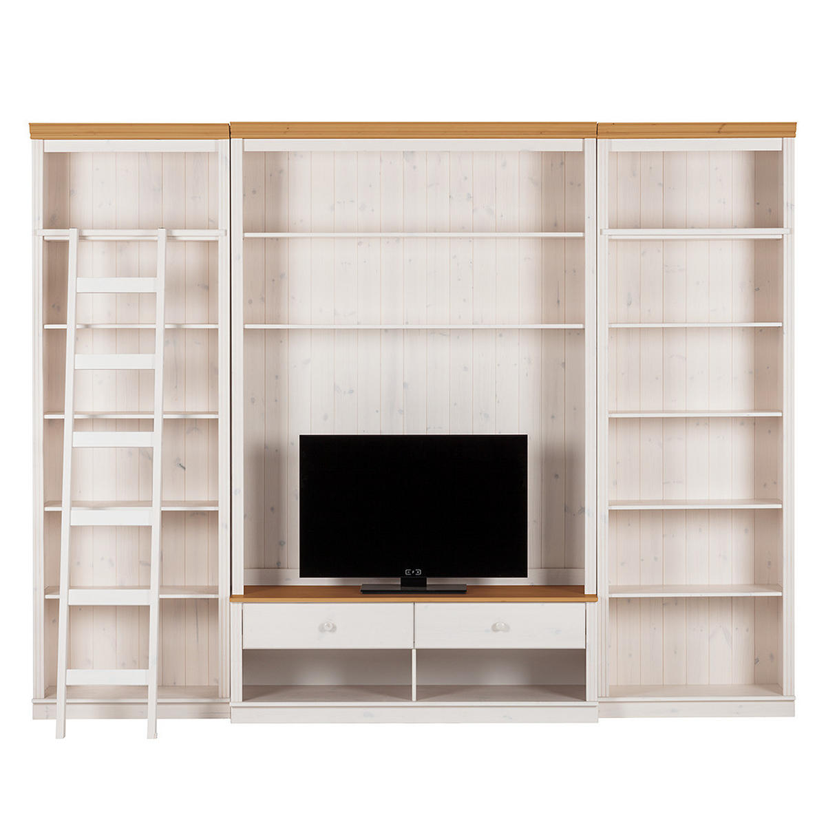 WOHWAND - Kiefer massiv, Typ A - Weiß, Holz (288/223/45cm) - home24