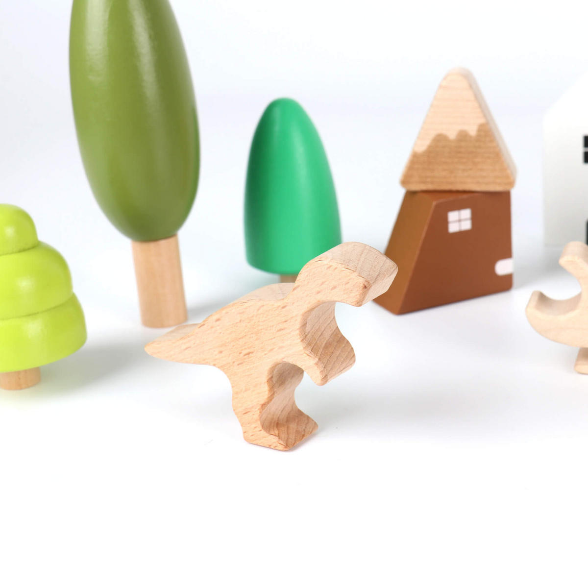 HOLZSPIELZEUG Wald und Dinosaurier - Multicolor, Holz (3.8/3.8cm)