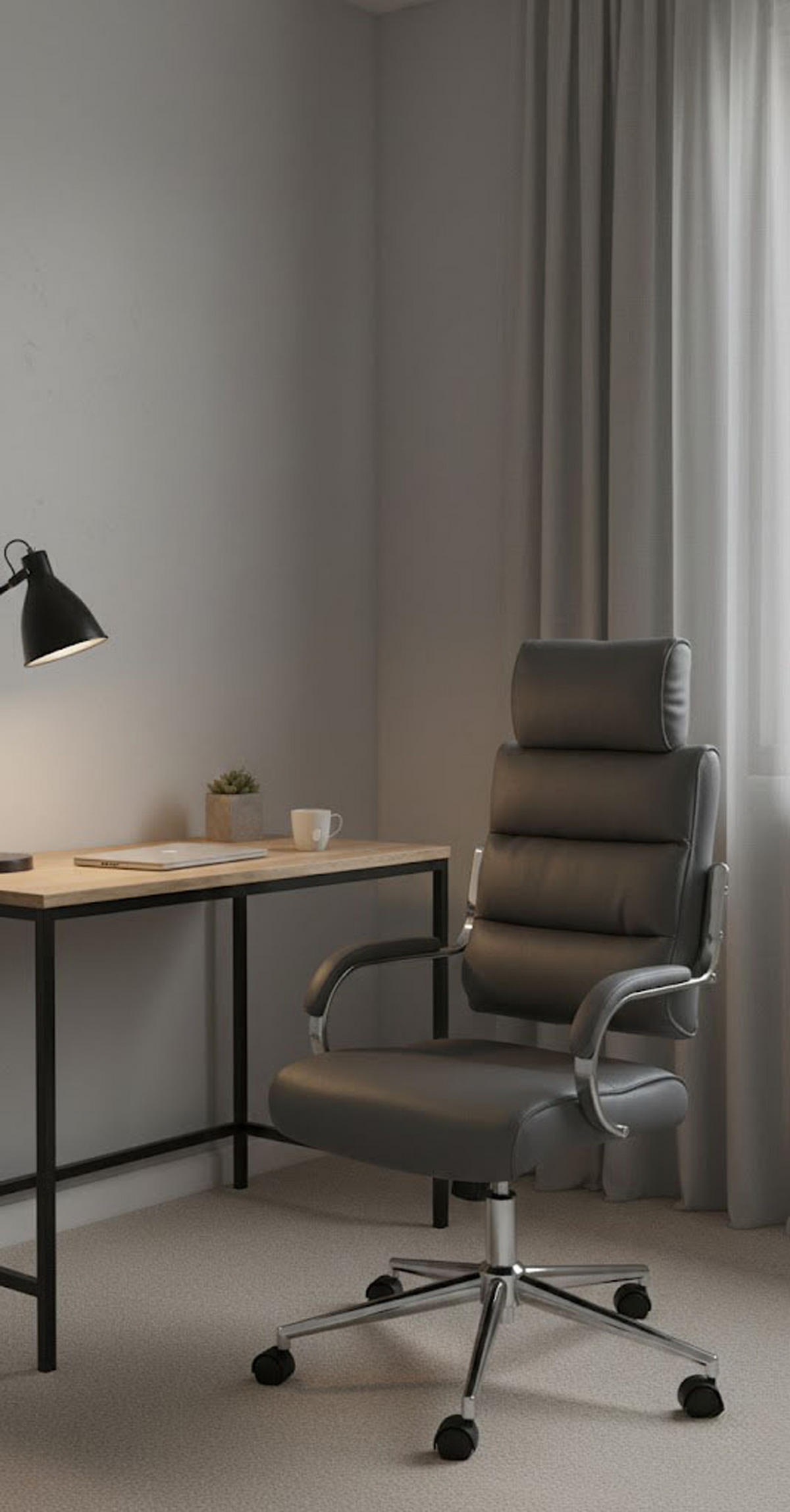 BÜROSTUHL Noxar grau - Chromfarben/Grau, Kunststoff/Metall (61/129/78cm) - TPFLiving