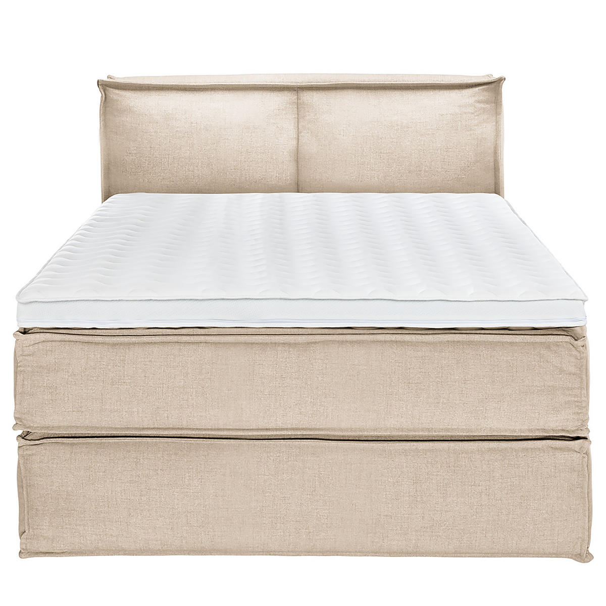 BOXSPRINGBETT mit Kopfteil - Premium - Beige, Textil (140/220cm) - home24