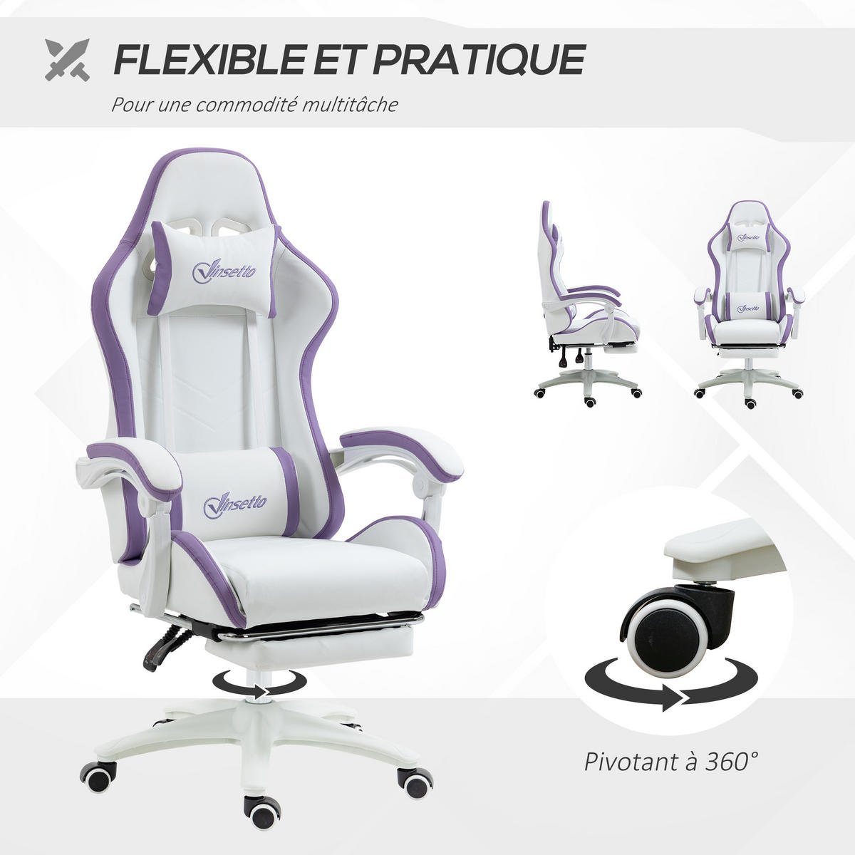 GAMING-STUHL Weiß 65.0/65.0/129.0 cm - Weiß, Kunststoff (65/129/65cm)