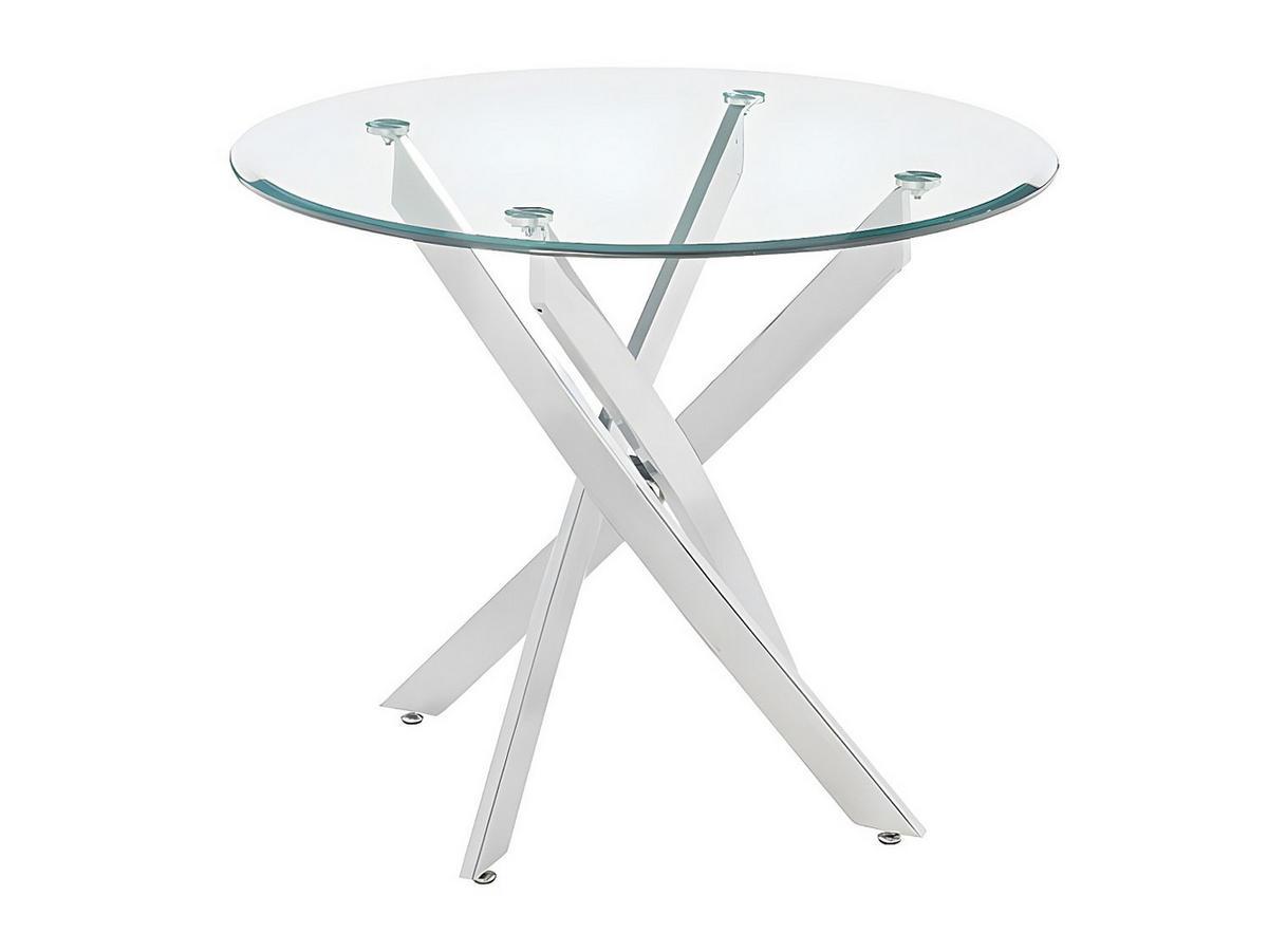 ESSGRUPPE - 4 Personen - Glas - Transparent, Silberfarben - COSIMA - Transparent/Silberfarben, Glas (90/77/90cm) - Vente-Unique