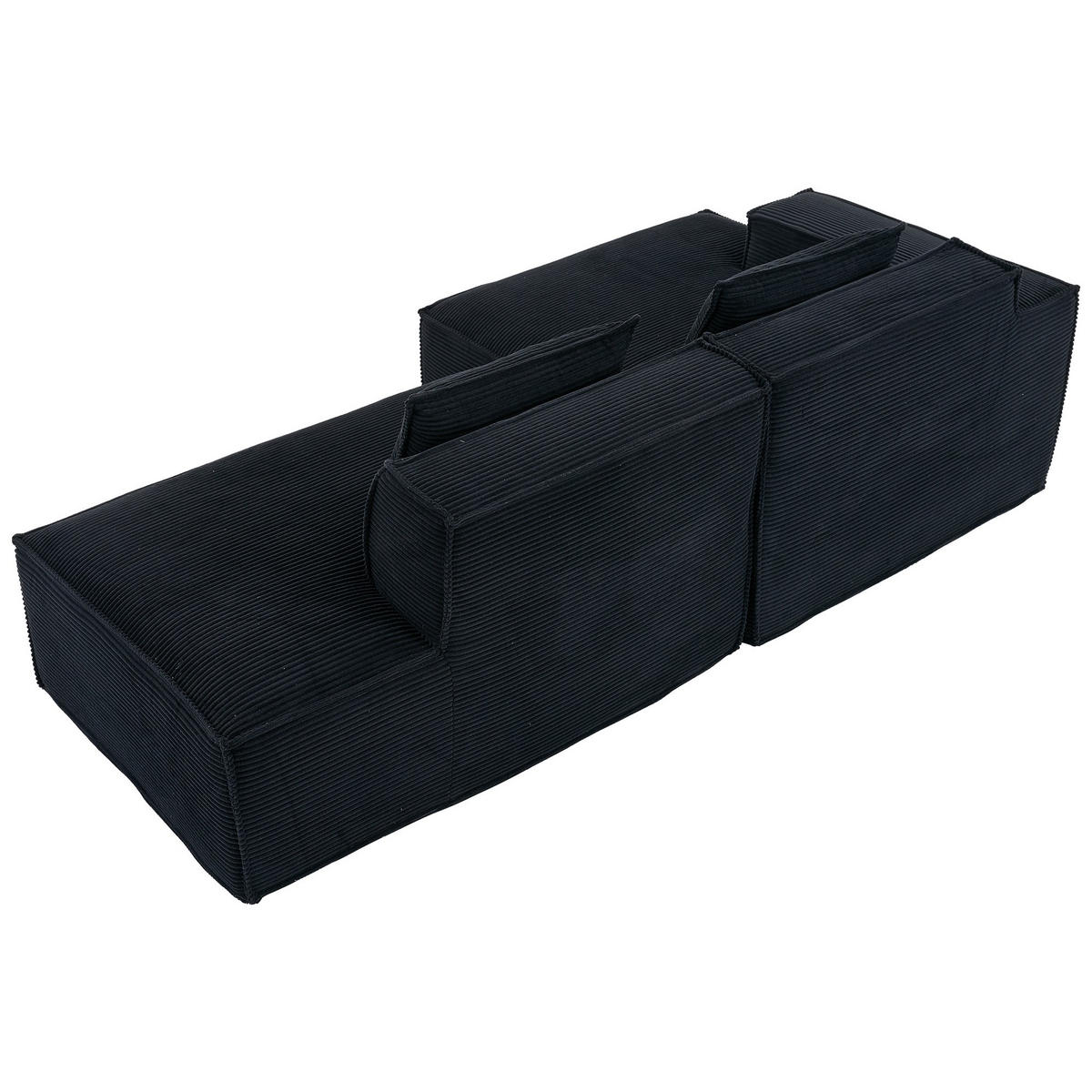 ECKSCHLAFSOFA L-/U-/2-er Sofa mit Schlaffunktion,Modulsofa,Cord,Schwarz - Schwarz, Textil (129/233cm) - LVHOM
