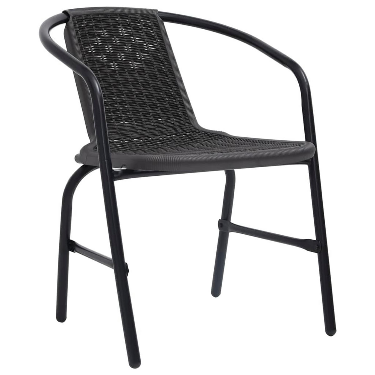 GARTENSTÜHLE 2 Stk. Kunststoff Rattan-Optik und Stahl 110 - Schwarz, Metall (62/74/55cm) - furnicato