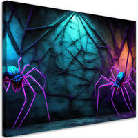WANDBILD neon spinnen abstraktion - Lila, Textil (60/40cm) - Feeby