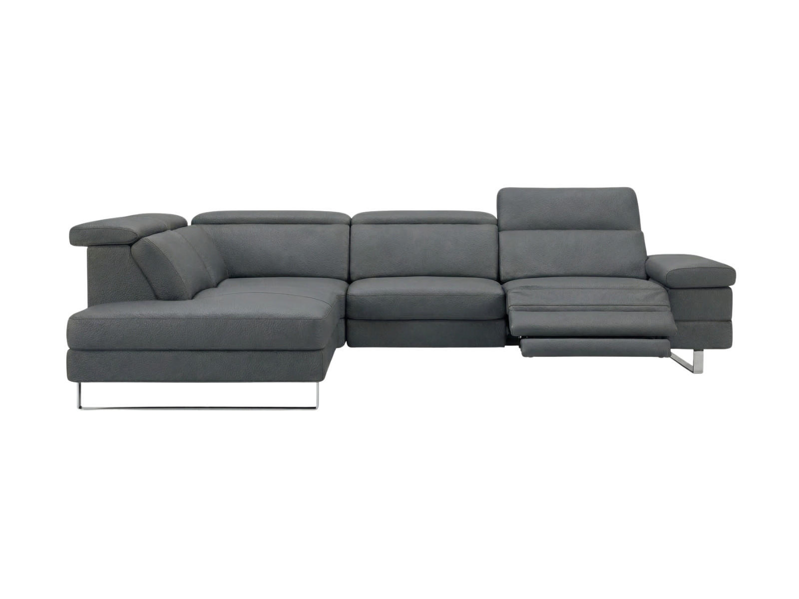 ECKSOFA Virage Echtleder mit 1 x Relaxfunktion Anthrazit - Anthrazit, Leder/Metall (263/232cm)