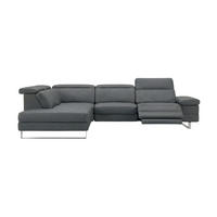 ECKSOFA Virage Echtleder mit 1 x Relaxfunktion Anthrazit - Anthrazit, Leder/Metall (263/232cm)