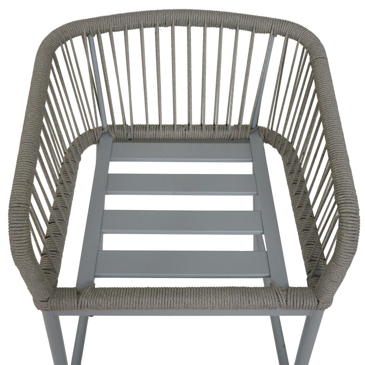 GARTENSTUHL 2er-Set HxBxT 92x51x53cm Sitzhöhe 76cm Seilgeflecht Metall Hellgrau Kissen Taupe - Hellgrau, Metall (51/92/53cm) - PROREGAL