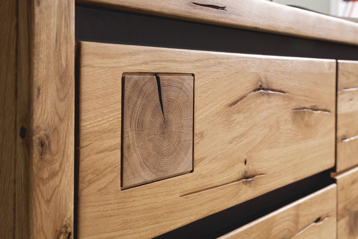 SIDEBOARD Wildeiche 120x45x85 natur geölt VILLANDERS #110 - Braun, Holz (120/85/45cm) - Massivmoebel24