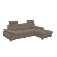 ECKSOFA mit Schlaffunktion und Bettkasten - Schwarz/Braun, Kunststoff/Textil (177/274cm) - ed exciting design