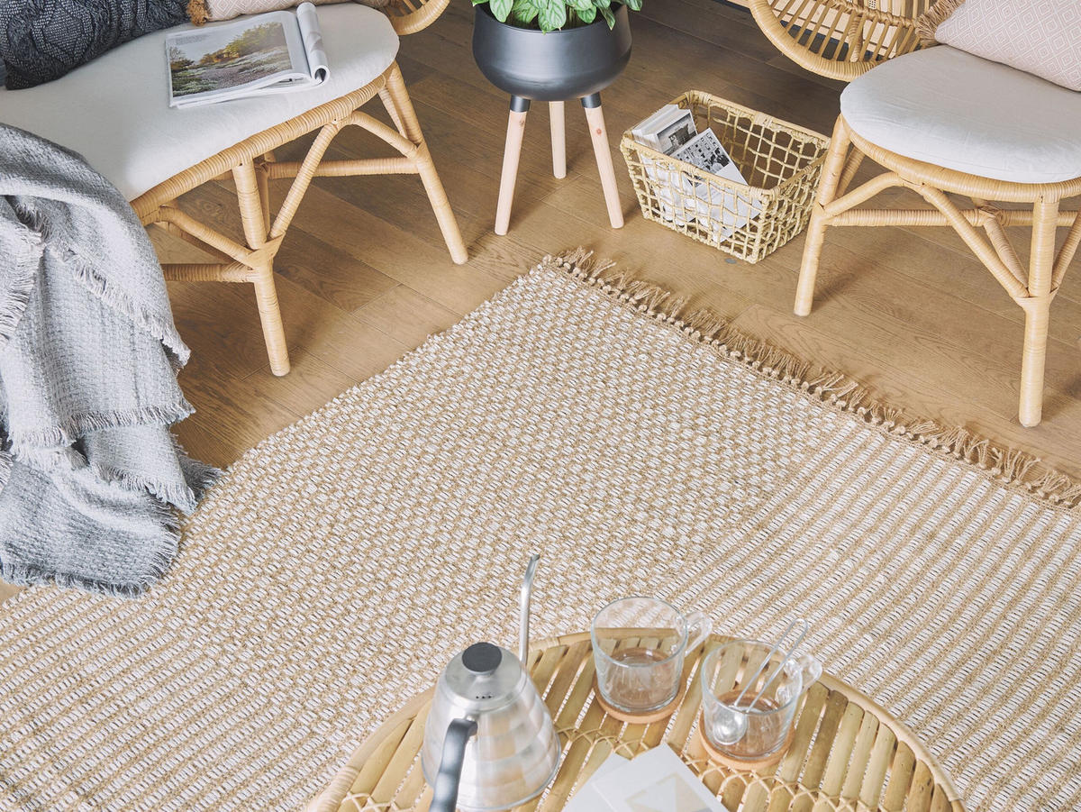 KURZFLOR-TEPPICH Adabag 200/140 cm - Beige, Naturmaterialen (140/200cm) - Beliani