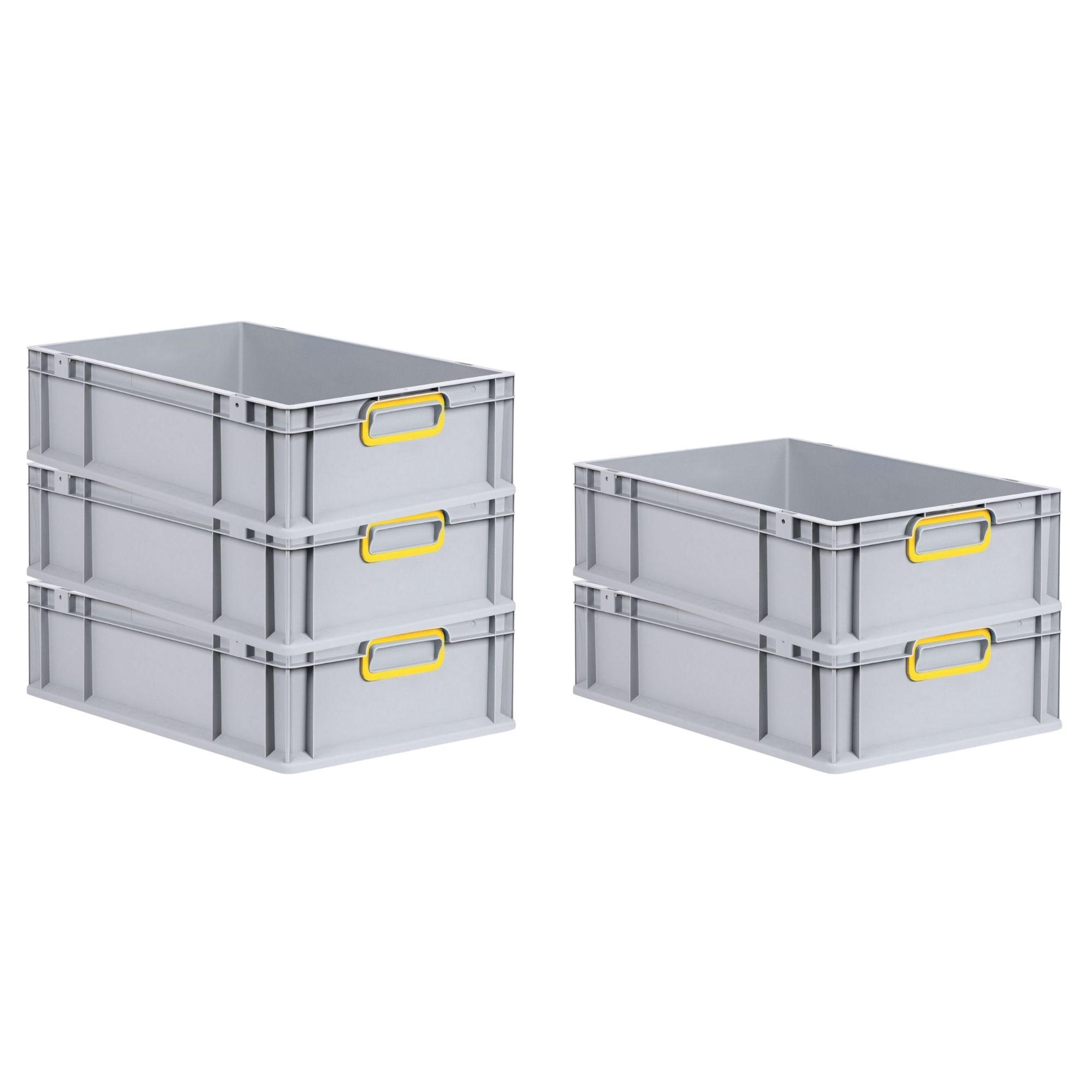 EUROBOX 5x Nextgen Color 17x40x60cm 34 Liter Griffe Gelb Geschlossen - Gelb, Kunststoff (40/17/60cm) - PROREGAL