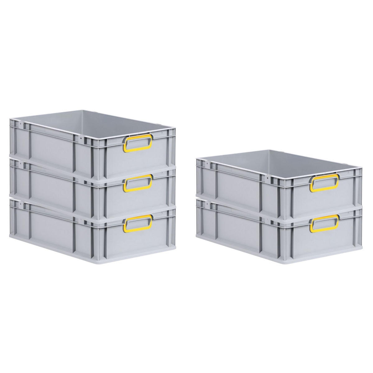 EUROBOX 5x Nextgen Color 17x40x60cm 34 Liter Griffe Gelb Geschlossen - Gelb, Kunststoff (40/17/60cm) - PROREGAL