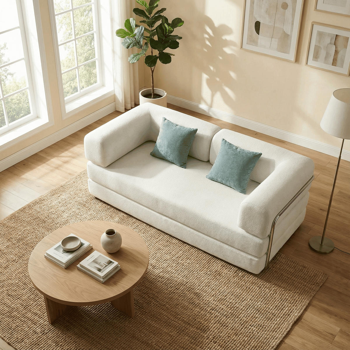 SCHLAFSOFA Kaia Weiß Salbei - Weiß, Textil (180/70/100cm) - COCO Living