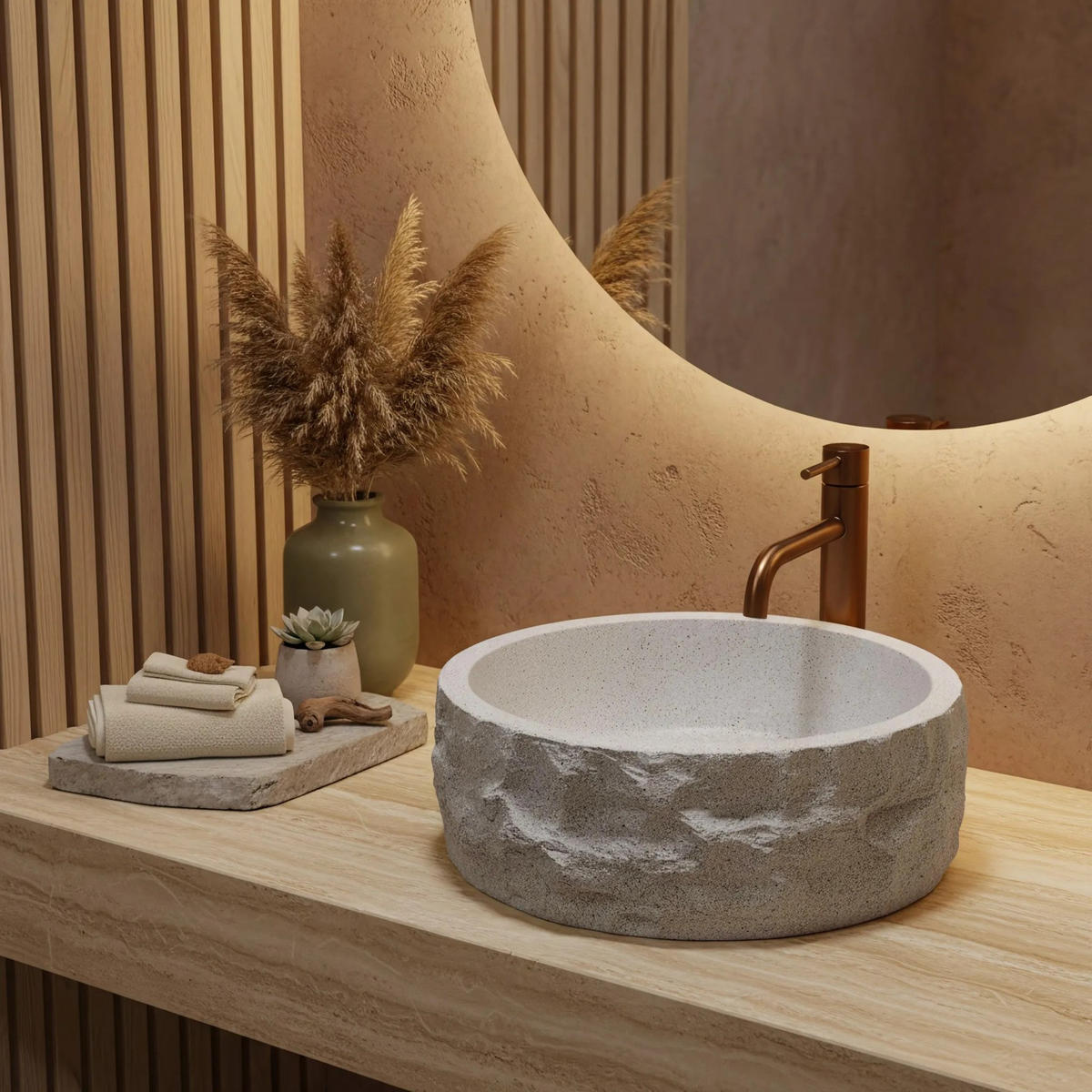 AUFSATZWASCHBECKEN Rea Alice Moon - Beige, Kunststoff (39/14.5/39cm) - REA