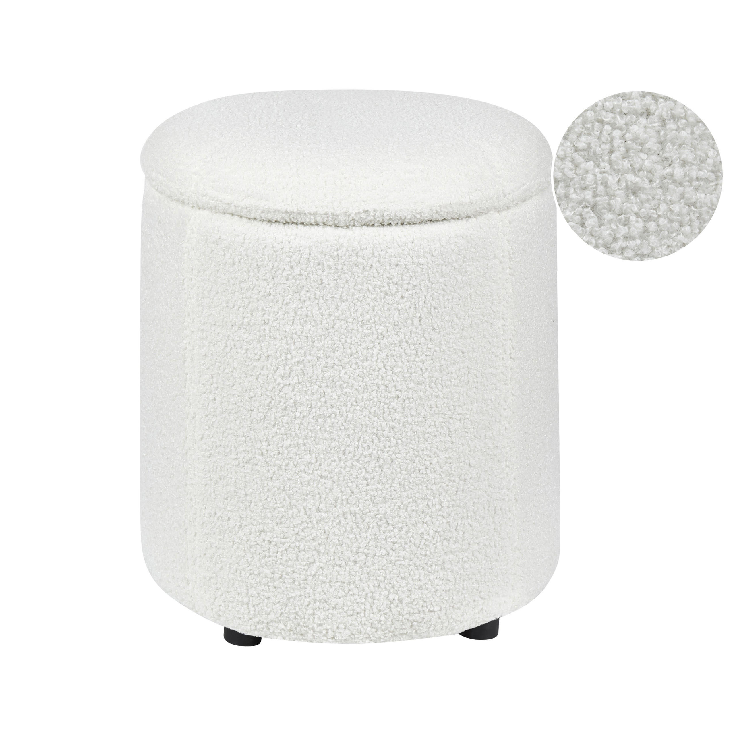 POUF mit Stauraum Bouclé Cremeweiß Maryland - Weiß, Textil (38/40/38cm) - Beliani