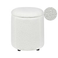 POUF mit Stauraum Bouclé Cremeweiß Maryland - Weiß, Textil (38/40/38cm) - Beliani