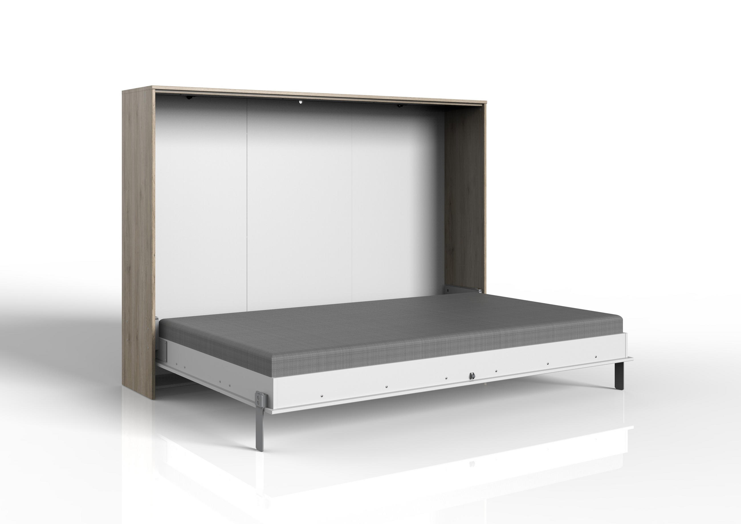 KLAPPBETT Juist in Eiche San Remo und Weiß 140x200cm - Weiß/Braun, Holzwerkstoff (140/200cm)