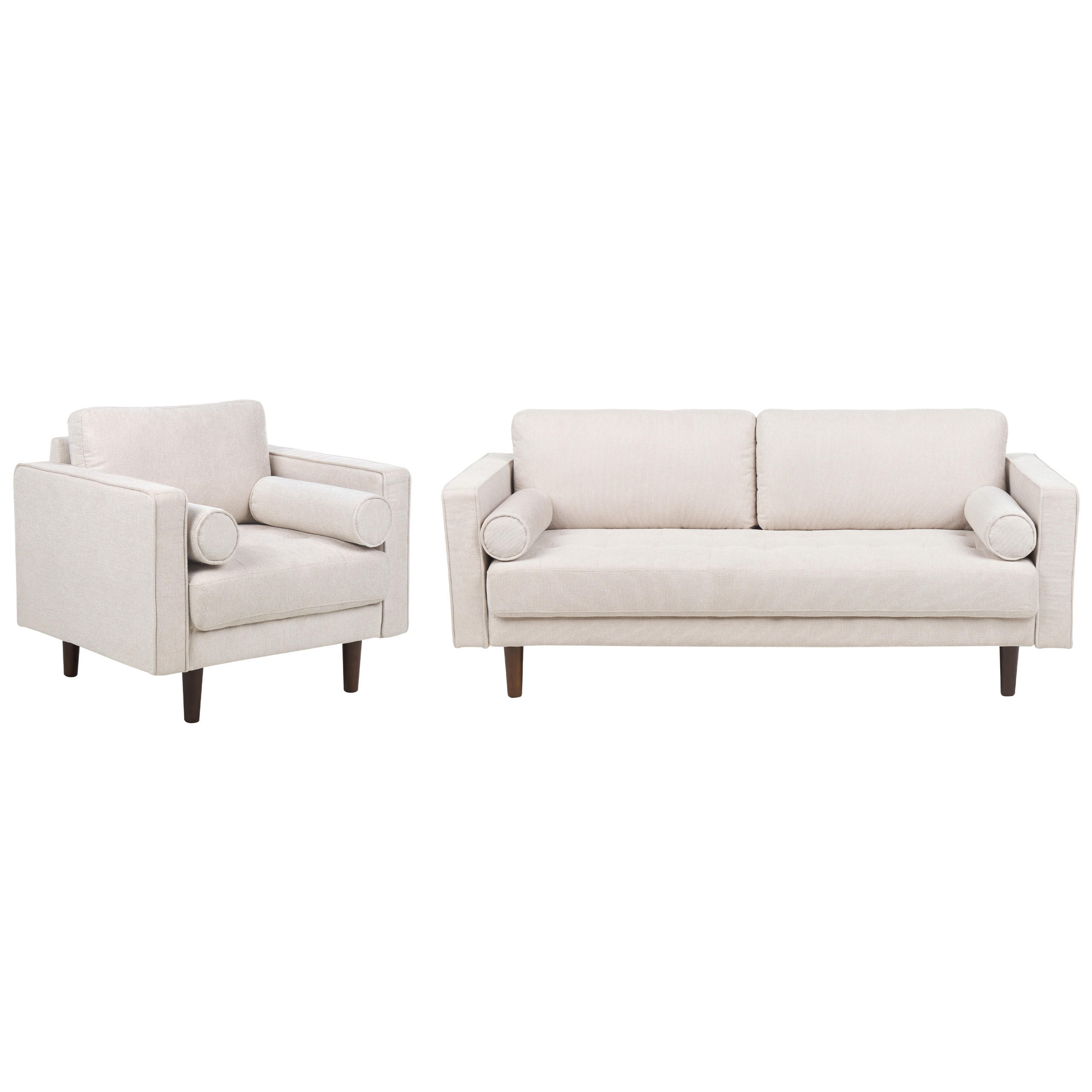 SOFA-SET 4-sitzer hellbeige Nurmo - Beige/Dunkelbraun, Textil (77/77/174cm) - Beliani