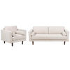SOFA-SET 4-sitzer hellbeige Nurmo - Beige/Dunkelbraun, Textil (77/77/174cm) - Beliani
