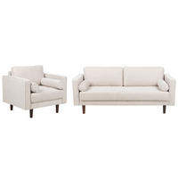 SOFA-SET 4-sitzer hellbeige Nurmo - Beige/Dunkelbraun, Textil (77/77/174cm) - Beliani