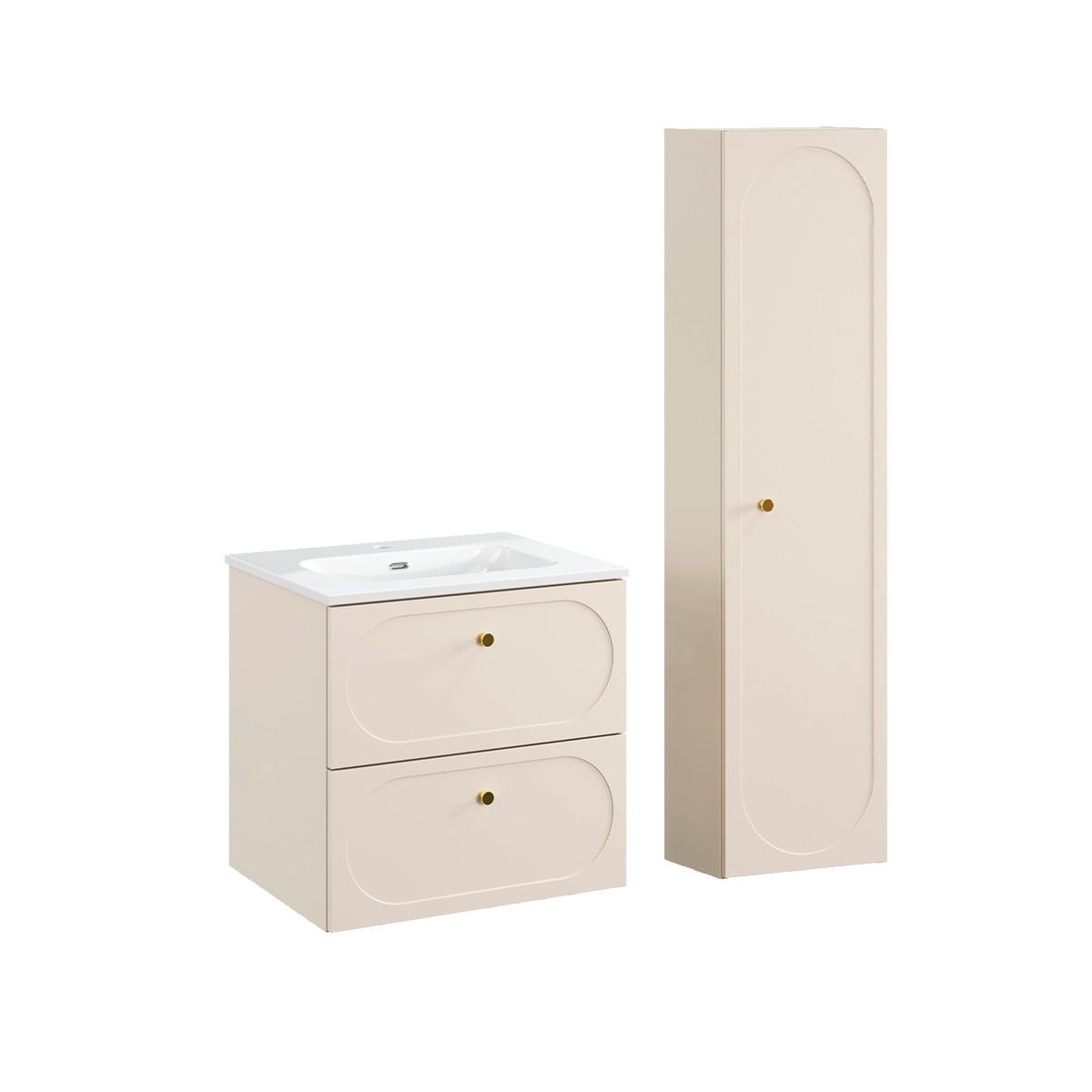BADMÖBEL 60.2cm Sanae 2er-Set Sandbeige - Beige, Holzwerkstoff (60.2/57/46cm) - Petits-meubles
