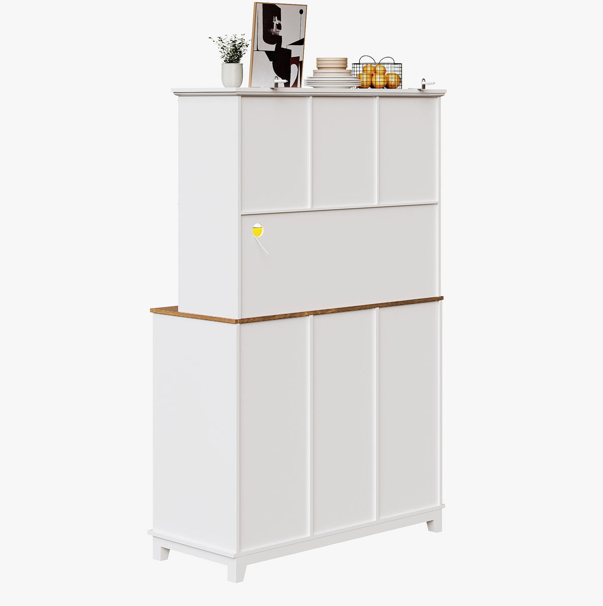 BUFFET 105/38,4/180 cm aus MDF mit LED-Beleuchtung und Schiebetür im Scheunenlook Weiß - Weiß, Holzwerkstoff (105/180/38.4cm) - Modenvie