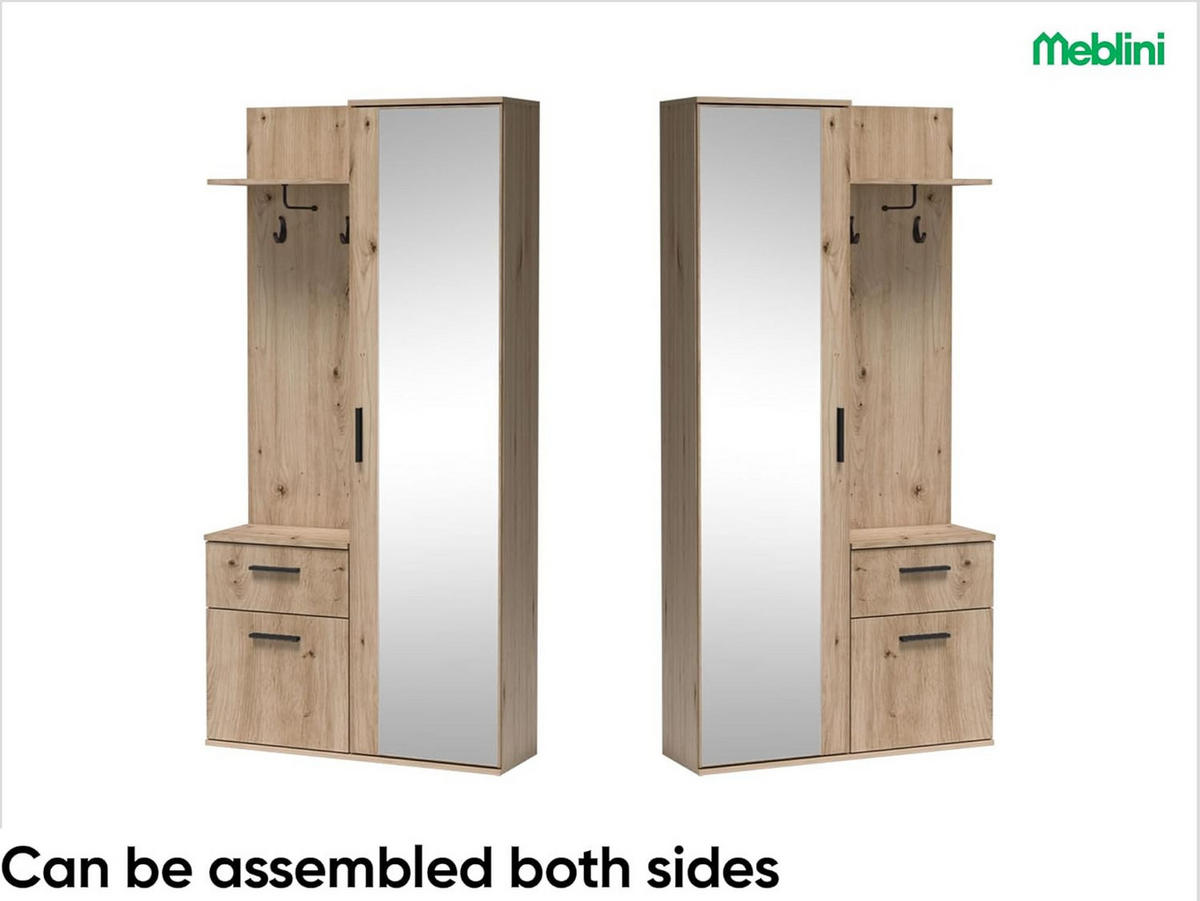 GARDEROBE LUXOR - Eiche Artisan, Holzwerkstoff (97/195/30cm) - Meblini