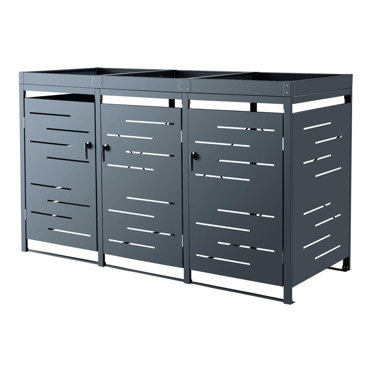 MÜLLTONNENBOX Salching - Anthrazit, Metall (196/122/80cm) - [en.casa]