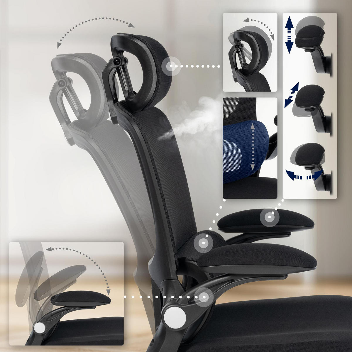 DREHSTUHL Stoff Schwarz - Schwarz, Textil (67/114/70cm) - CLP