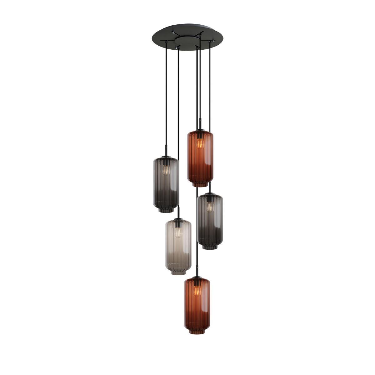 GALERIELEUCHTE Velo 5-flammig Mehrfarbig Ø 18cm - Multicolor/Schwarz, Glas (18/18/33cm) - s.luce