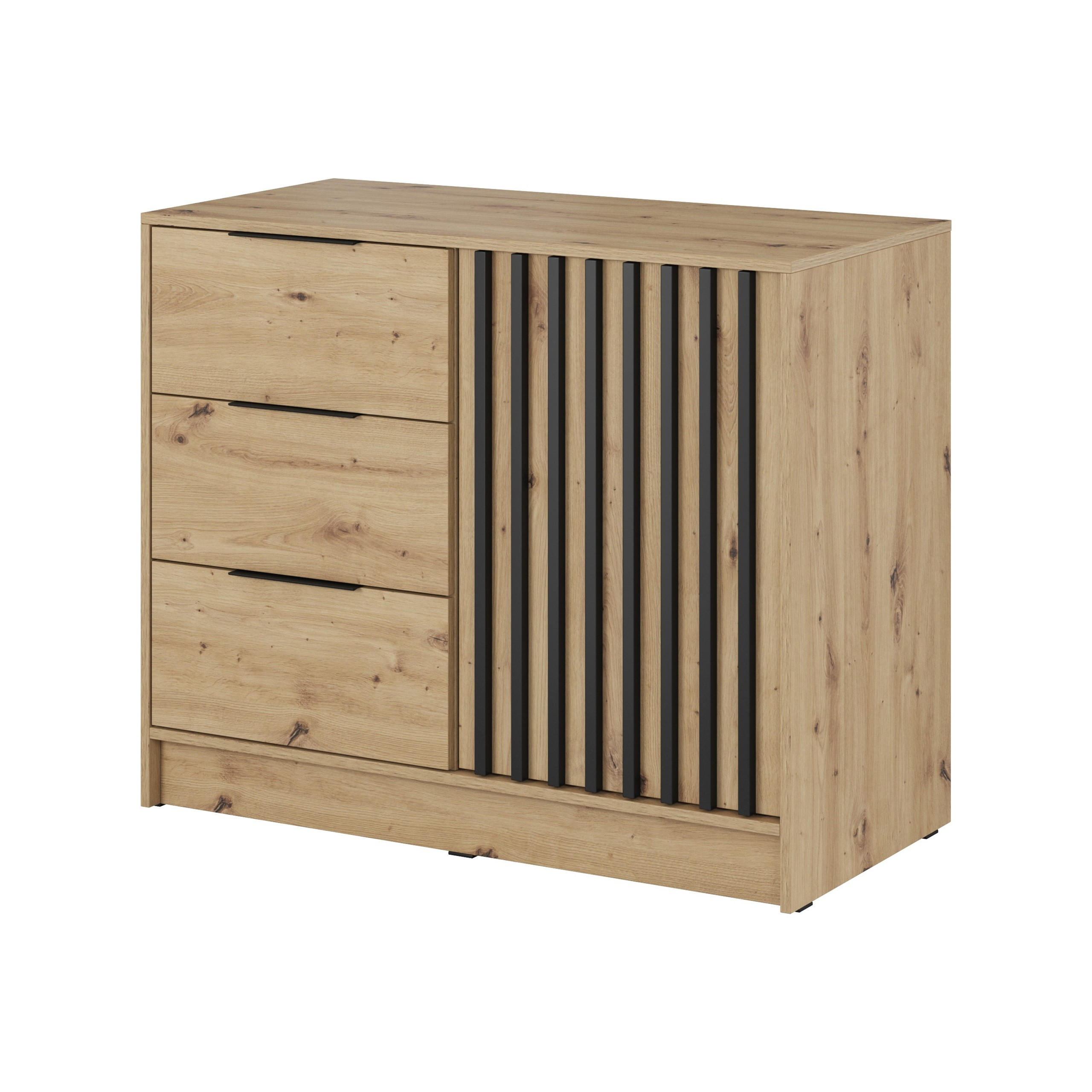 SIDEBOARD NELIANA 105/86/45cm mit 3 Schubladen 1 Türen Eiche Artisan - Eiche Artisan, Holzwerkstoff (105/86/45cm) - MASSENO